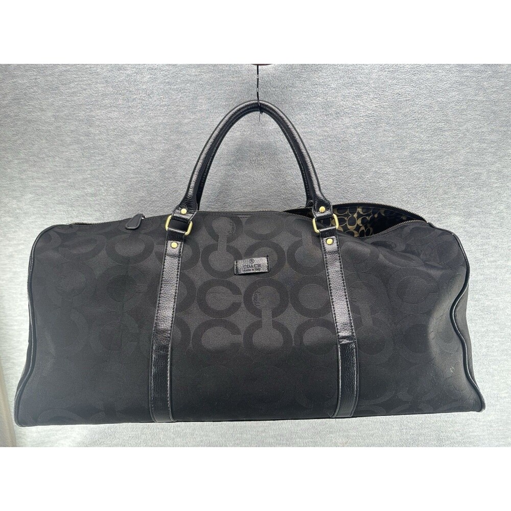 COACH - Black Canvas Leather Duffle Bag Carry On Soft Case PU5